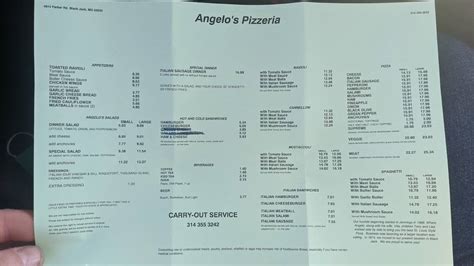 Angelo pizza blackjack mo menu